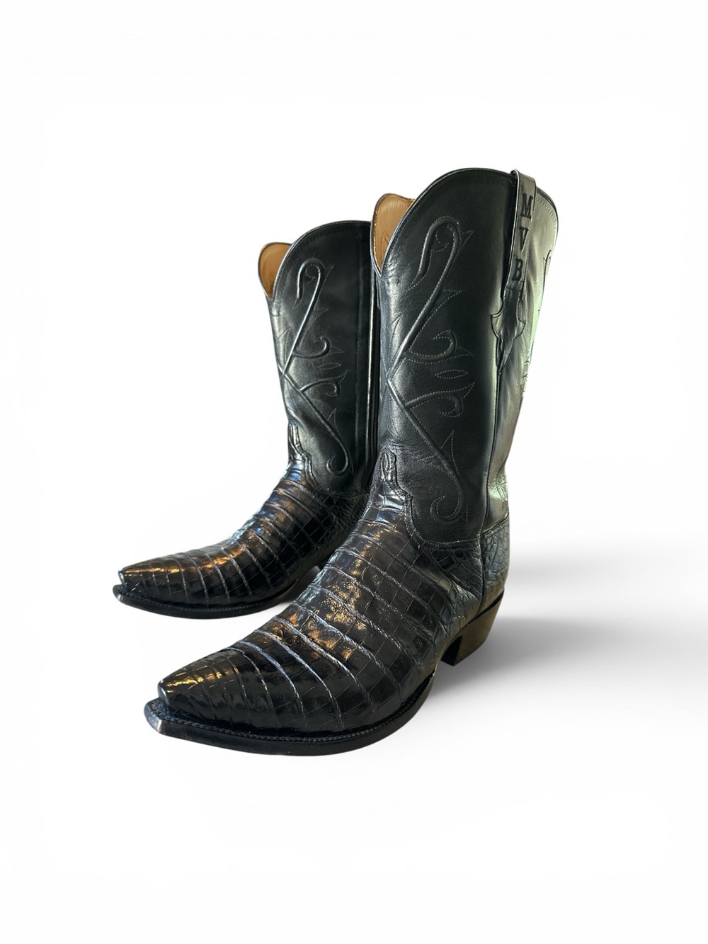Lucchese Classics Custom Caiman Zip Cowboy Boots Men’s 11D Black w Box Bags - Picture 7 of 15